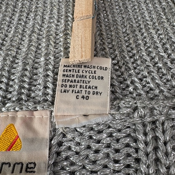 90s Liz Claiborne Women’s M Metallic Cable Knit Turtleneck Sweater Silver Gray - Picture 15 of 16